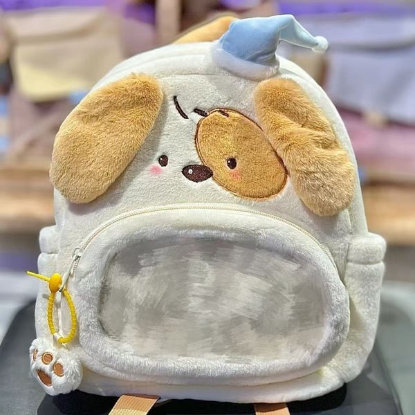 Plüschhund Rucksack mit Transparentem Sichtfenster Hover Image