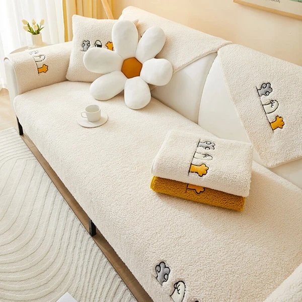 Lovelie Katzpfoten Sherpa Fleece Anti-Rutsch Sofaüberzug