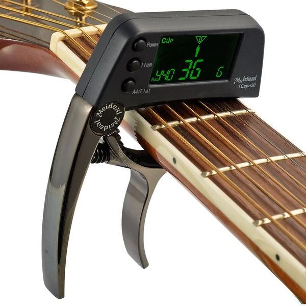 Capo & Tuner "TuneGrip" – 2-in-1 Gitarre Zubehör mit LCD-Bildschirm