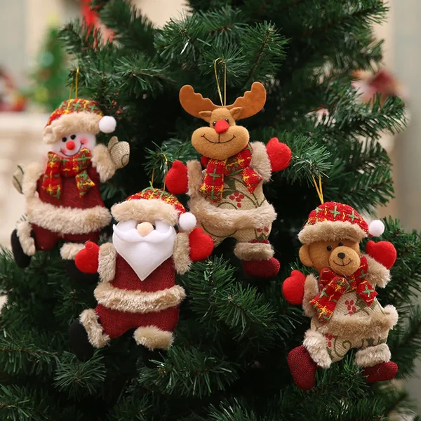 Weihnachtsbaumanhänger Set – Weihnachtsschmuck mit Weihnachtsmann, Rentier und Schneemann