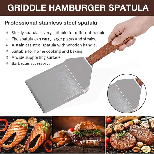 Edelstahl Spatel Schaber mit Holzgriff Grillwender Hover Image