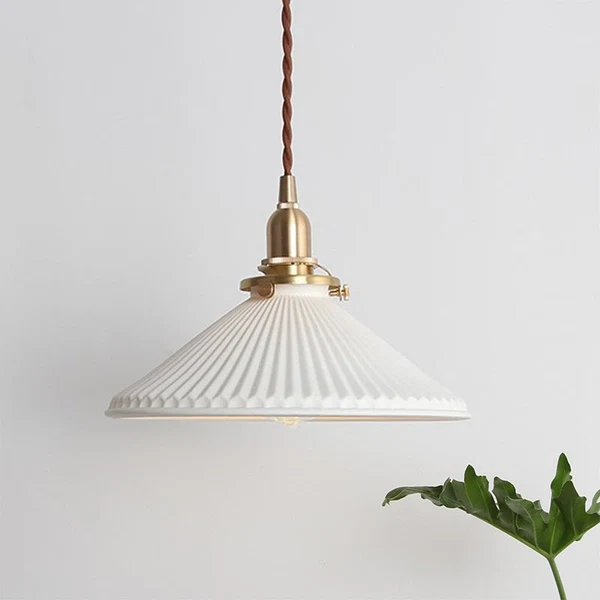 Rippige Kegel Pendelleuchte Keramik Esszimmerbe lighting