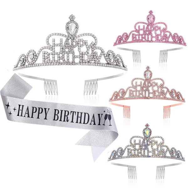 Damen Funkenkrone mit „Happy Birthday“ Schriftzug