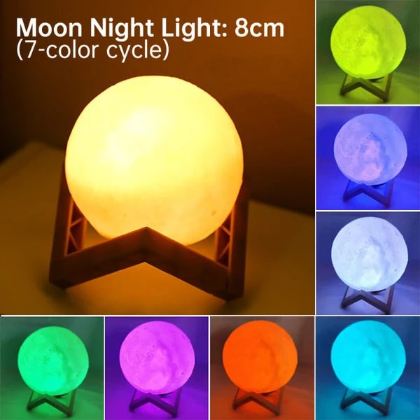 3D Light Touch Switch Wiederaufladbare Mond Nachtlampe