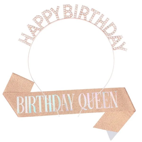 Damen Glitzernder Haarreif mit "Happy Birthday" Aufschrift