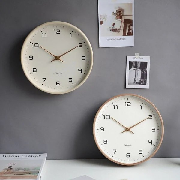 NordicTime Holz Wanduhr Lautlos Skandinavisch