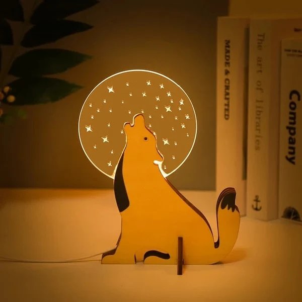 Tiere Led Nachtlicht Holz Acryl Tisch Usb Lichter Hover Image
