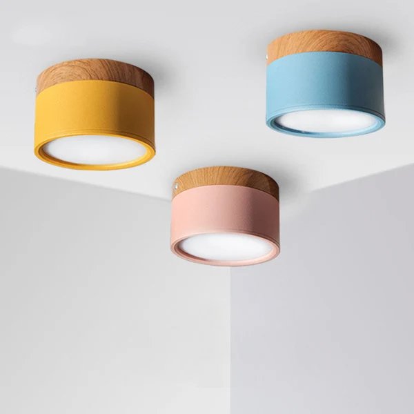 Ming-montiertes Downlight Macaron LED-Downlight 12W Holzmaserung dreifarbige variable Licht Veranda Flur Schlafzimmer