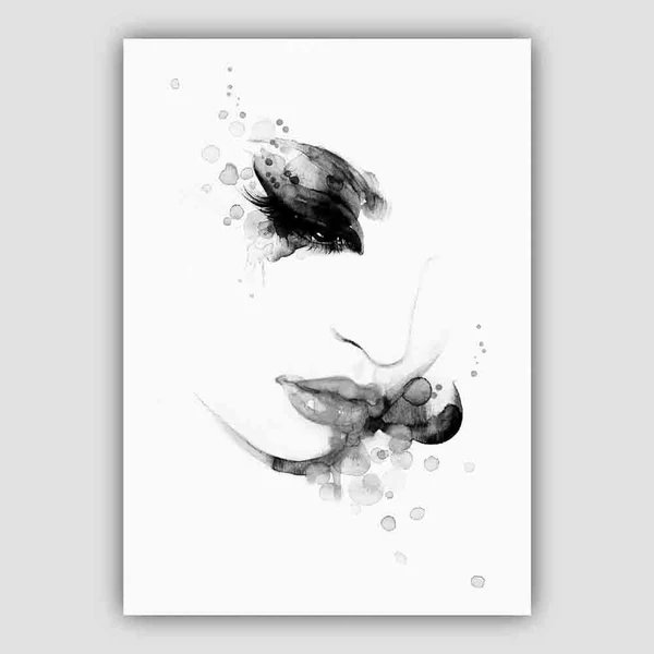 Abstrakte Aquarell-Modeillustrationen, Gesichtsdrucke Hover Image