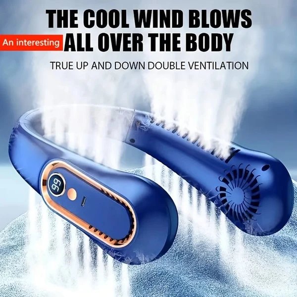 1pc Vaneless Hängender Nackenventilator, Tragbarer USB-Kühlerventilator Mit 5 Geschwindigkeiten Und Digitalem Display - Super starke Technologie Und blattloses Design Für Die Nutzung Im Freien