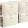 Canvas Kleidung Aufbewahrungs Organizer Set – Doppelreißverschluss Tasche mit Griffen & Sichtfenster