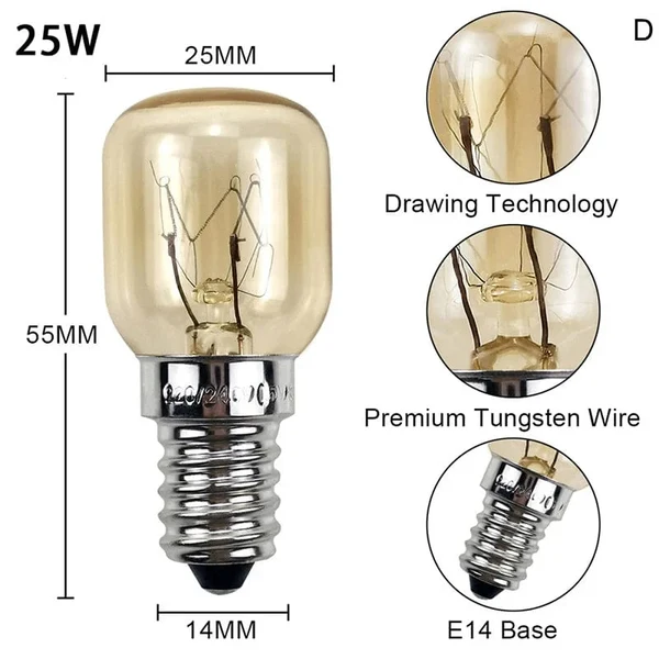 220V Hochtemperaturbirne 15W 25W E14 300 Grad Mikrowellenofen Glühlampe Wolframwendel Dampfgarer Lampe Leuchtmittel Salz Glühlampe