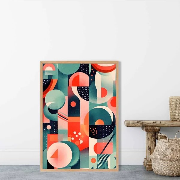Abstrakter Kunstdruck mit farbenfrohen Pastellformen Nr. 2 Hover Image