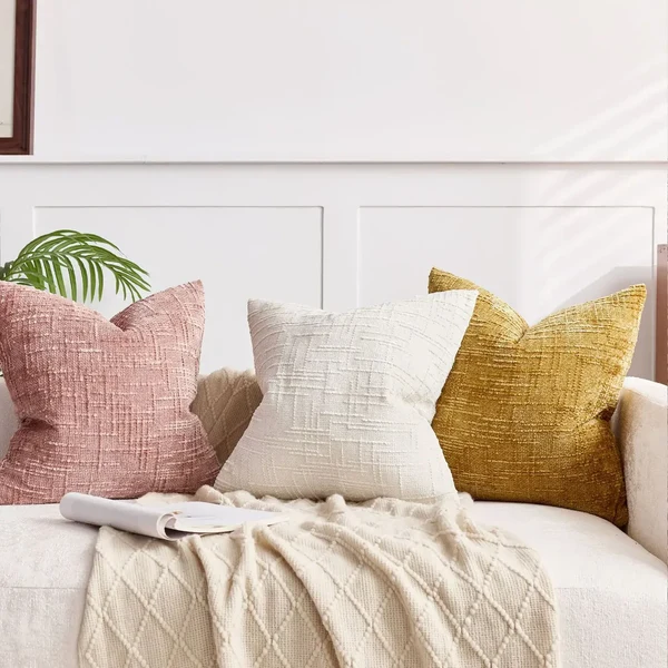Chenille-Sofakussenhoes - Zachte, effen afwerking | Elegante Dekoration für Wohn- und Schlafzimmer Hover Image