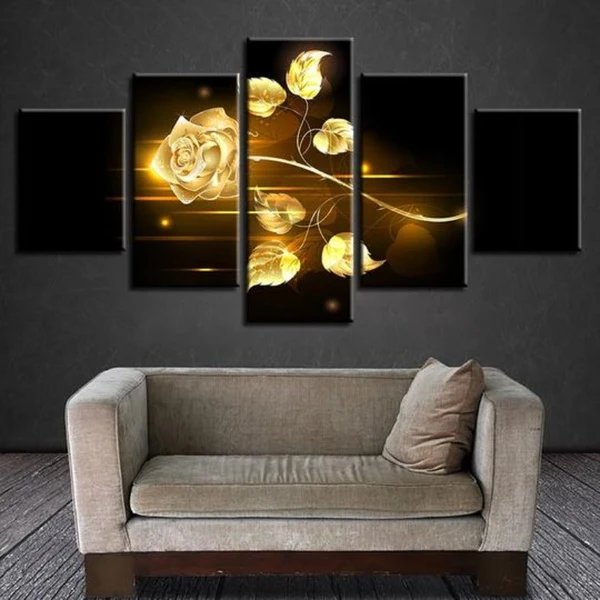 Golden Rose - Leinwand Wandkunst Gemälde