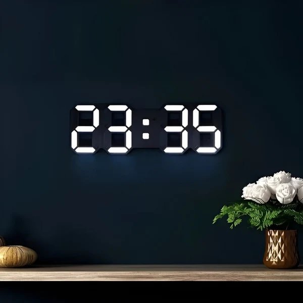 Designer-LED-3D-Wanduhr mit Digitalanzeige und intuitiver Bedienung Hover Image