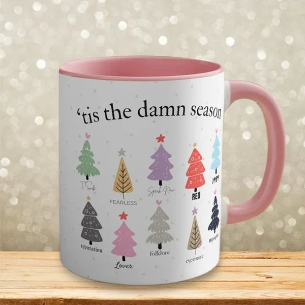 Tis The Damn Season Weihnachtstasse - Musikalbum als Weihnachtsbaum