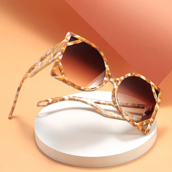 Damen geometrische Sonnenbrille mit exklusivem Design und UV-Schutz