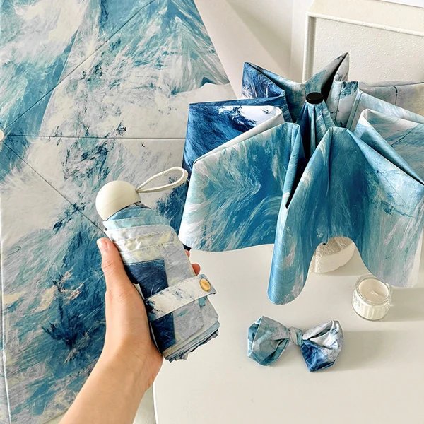 Damen Faltbarer Regenschirm mit wasserfestem Motiv
