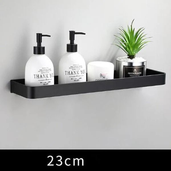 Schwarzes Badezimmerregal aus Aluminium Wandmontiert