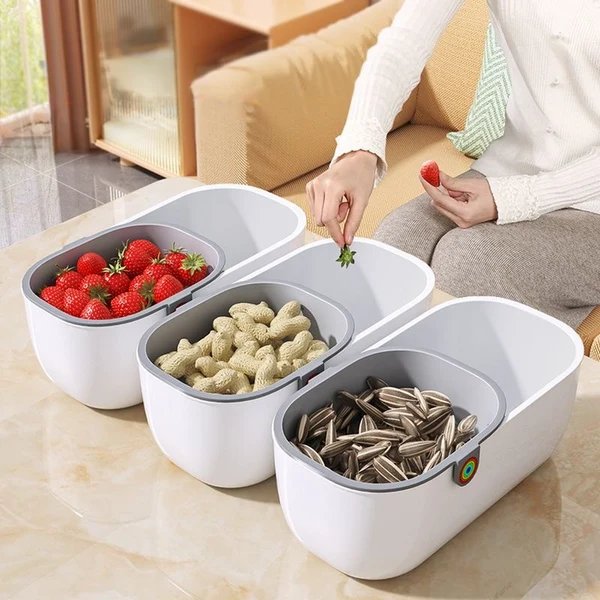 Praktische Snackschüssel | 2-stufiges Design für sauberes Snacken
