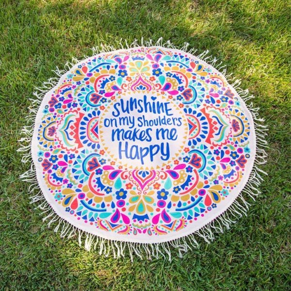 Unisex runde Stranddecke mit buntem Mandala-Motiv