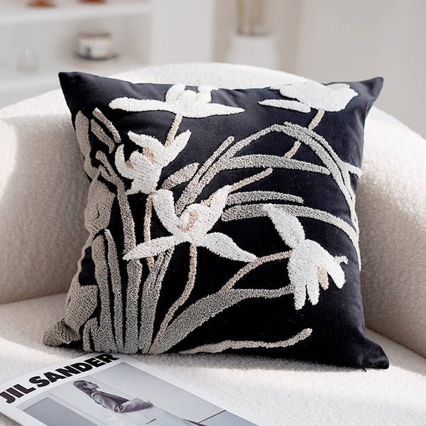 Bestickte Orchidee Kissenbezug