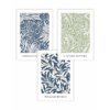 Blau & Grün William Morris Vintage Blumen-Set aus 3 Wandbildern