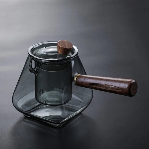 Glas Topf Filter Holzgriff Teezermonie Transparente Teewaren Sets