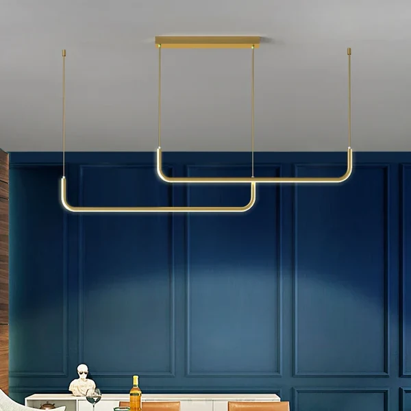 Moderner Goldener Kronleuchter für Esszimmer und Wohnzimmer – Minimalistisches Design mit verstellbaren LED-Hängeleuchten