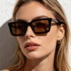Damen moderne quadratische Sonnenbrille mit verspiegelten Gläsern