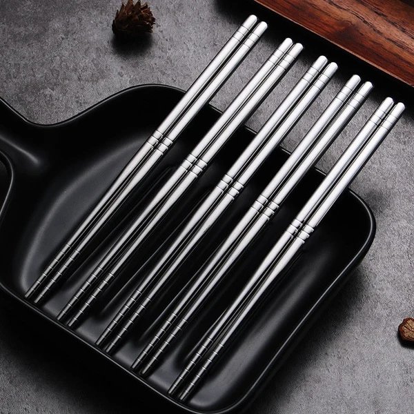 Deluxe Edelstahl Essstäbchen Set – 5 Paare für elegantes Essen