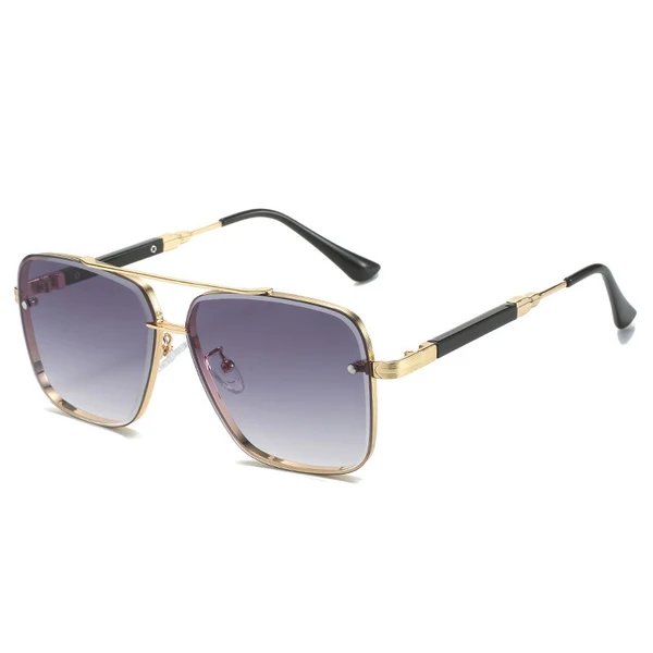 Damen Geometrische Oversize-Sonnenbrille mit filigranem Metallrahmen