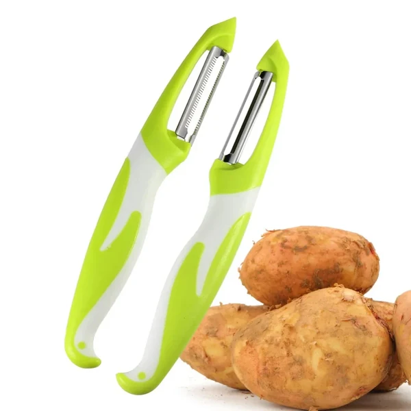 2 Stück Ultra Scharfe Edelstahl Klinge Obst- und Gemüse Schäler Set