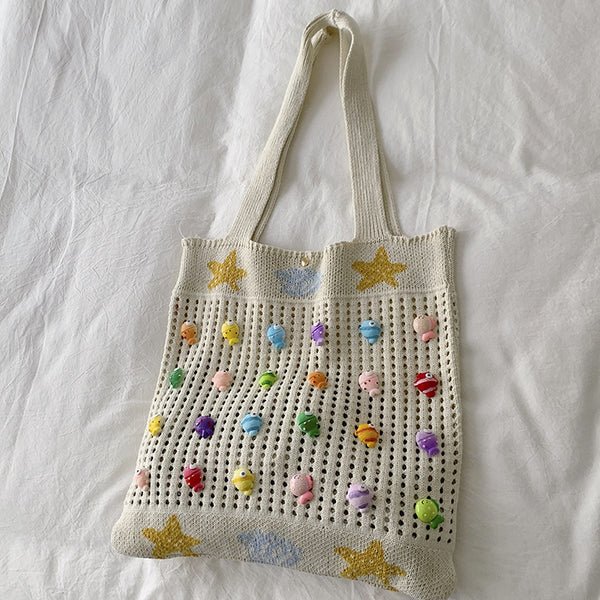 Bunte Dekorative Häkel Tote Bag