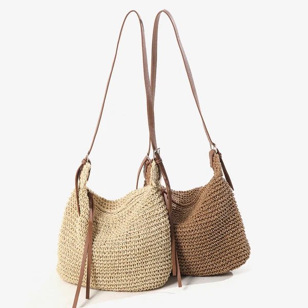 Damen Handtasche aus geflochtener Baumwolle mit komfortablem Schulterriemen