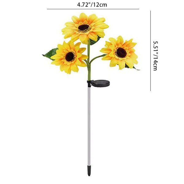 Zeitgenössische kreative solarbetriebene wasserdichte Sonnenblumen-Seiden-Edelstahl-LED-Landschaftsleuchte Außenleuchte für den Garten Hover Image