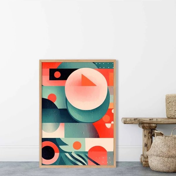 Abstrakter Kunstdruck mit farbenfrohen Pastellformen Nr. 4 Hover Image