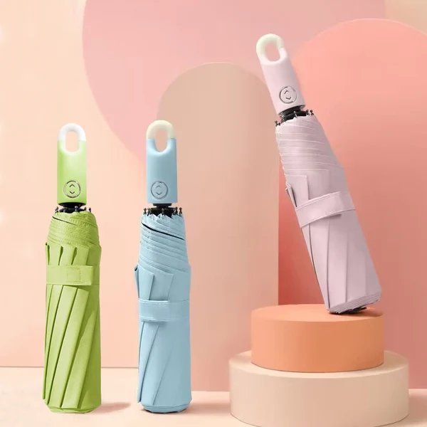 Damen eleganter Faltregenschirm mit ergonomischem Griff und UV-Schutz