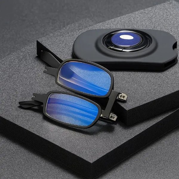 Randlose progressive Lesebrille mit Blaulichtfilter und Titanrahmen