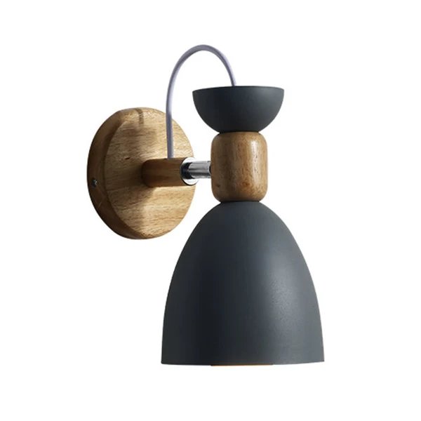 Nordic Macaroon Stil Wandstrahler 1 Licht Holzarm Wandmontage Licht in Metallschirm