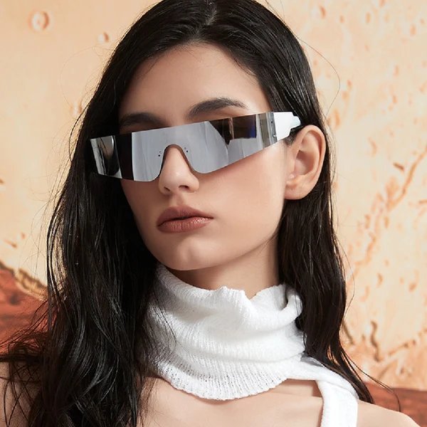 Damen futuristische Sport-Sonnenbrille mit optimalem UV-Schutz