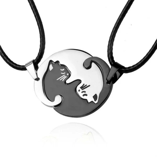 Yin & Yang Katze Design Halskette