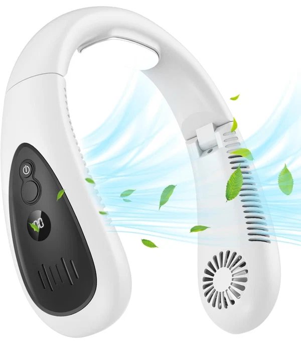 Tragbarer Nackenventilator, kabelloser Ventilator, faltbarer tragbarer kleiner persönlicher Ventilator mit 360° Kühlwind, 3 Geschwindigkeitsstufen, leise, 4000mAh USB-wiederaufladbarer Akku, keine Haarverdrehung