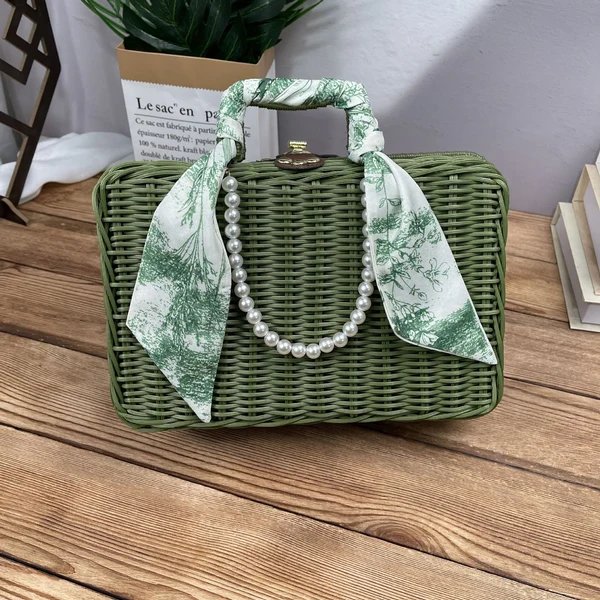 Damen Rattan Handtasche