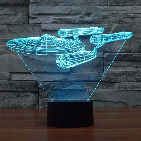 Lumora 3D Star Trek Enterprise Schiff LED Lampe - Multicolor optische Illusionslicht Hover Image