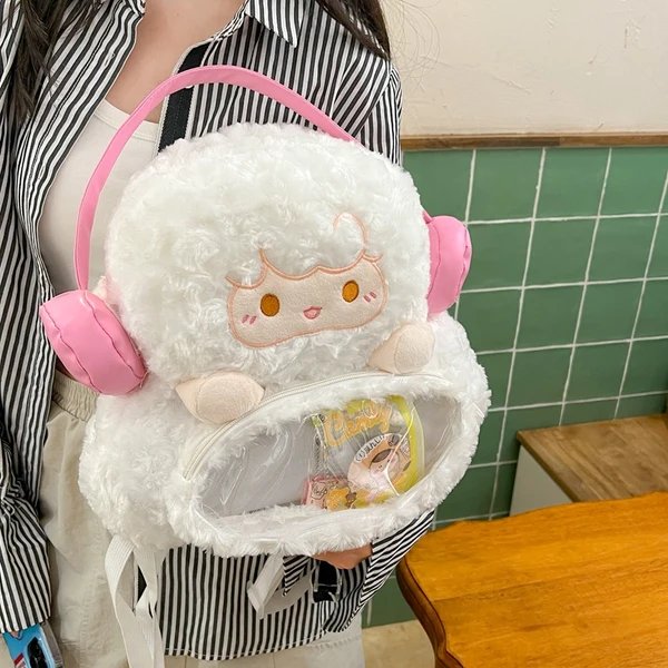 Plüsch Rucksack mit Transparentem Sichtfenster