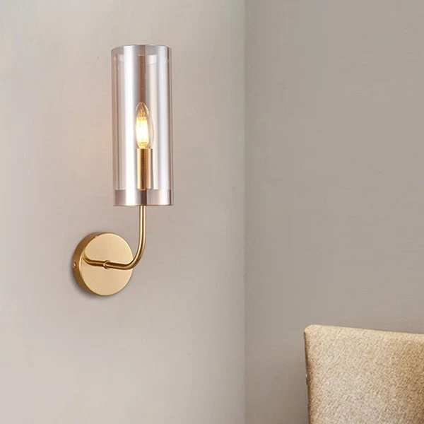Zeitgenössische Röhren Wandleuchte Cognac/Hellblau Glas 1 Kopf Wohnzimmer Wandmontierte Lampe
