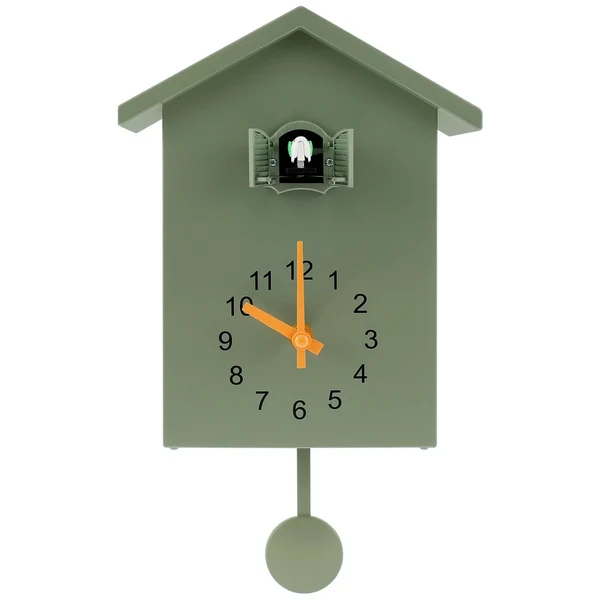 Kuckucksuhr mit Pendel, zierliche Kuckucksuhr mit Vogelmotiv, batteriebetrieben, Wanduhr für die Wohnzimmerdekoration