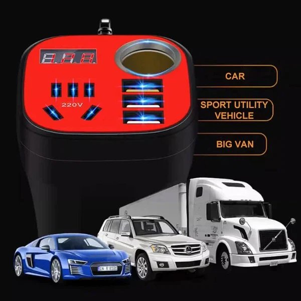 Auto-Montierter Becher-Typ Wechselrichter Konverter QC Ladegerät Hover Image